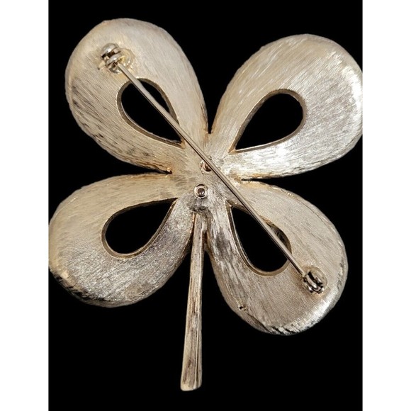 Vintage Clover Brooch 4 Leaf Large - Picture 2 of 2